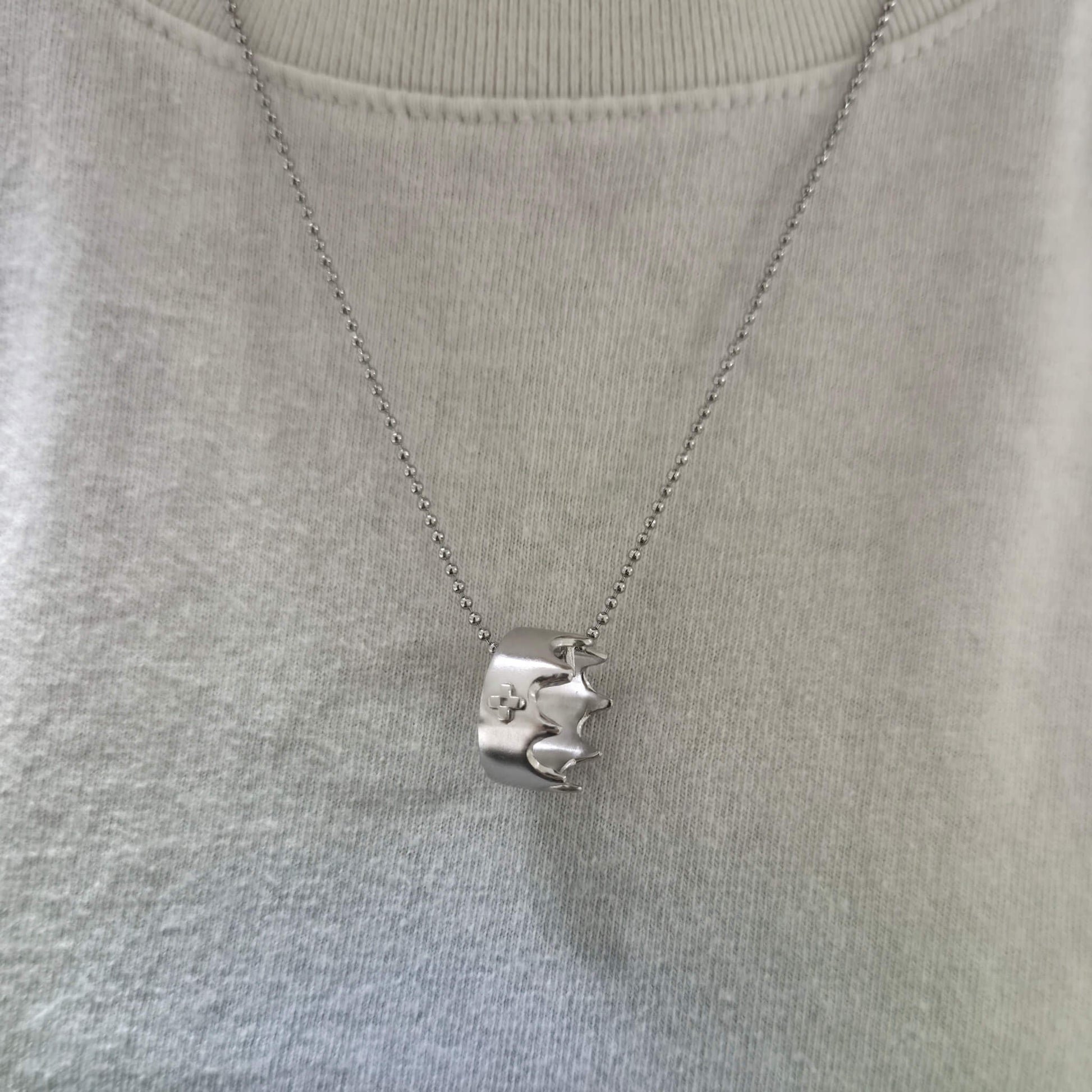 Wearing Crown Necklace Front View