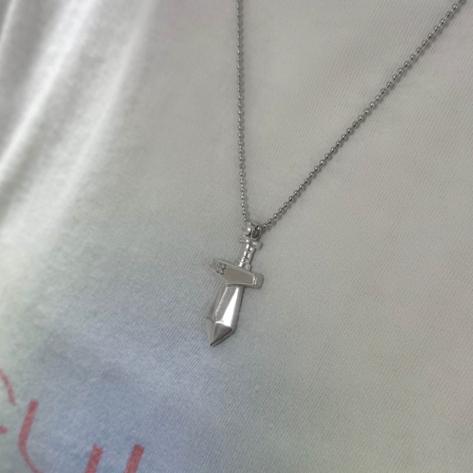 Wearing Excalibur Necklace Right Side View